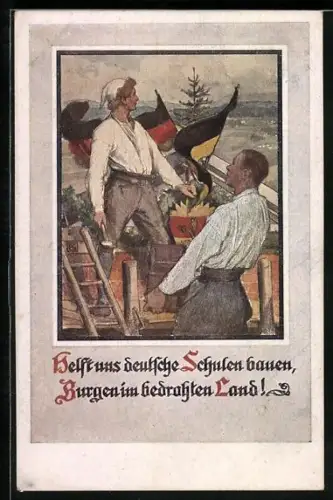 AK Deutscher Schulverein: Helft uns deutsche Schulen bauen, Burgen im bedrohten Land!, Arbeiter am Ortsrand