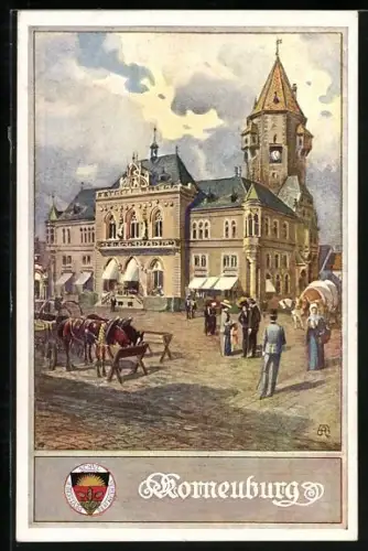 Künstler-AK Korneuburg, Marktplatz, Deutscher Schulverein