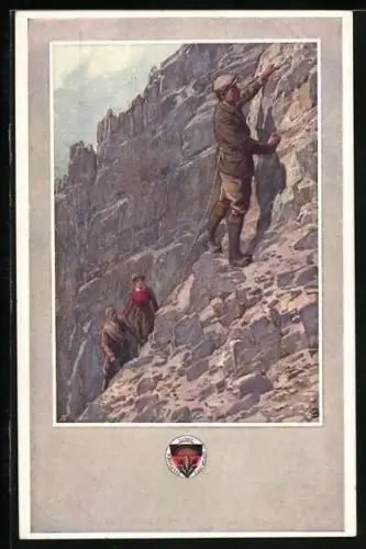 AK Deutscher Schulverein NR 345: Bergsteiger an Steilwand
