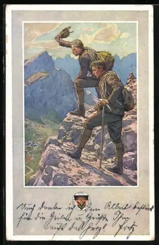 AK Deutscher Schulverein NR.342: Bergsteiger haben einen Berg erklommen