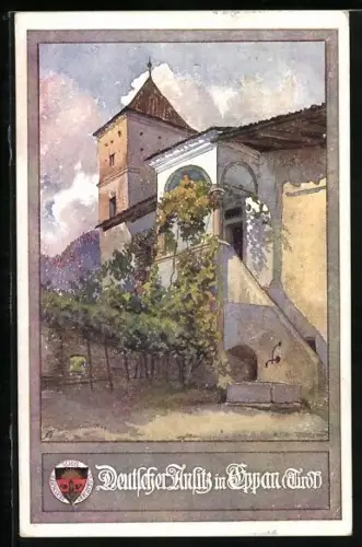 Künstler-AK Eppan, Der Deutsche Ansitz, Deutscher Schulverein