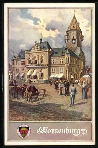 Künstler-AK Korneuburg, Marktplatz, Deutscher Schulverein