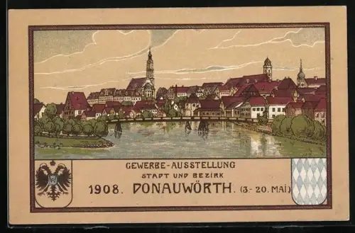 Künstler-AK Donauwörth, Gewerbe-Ausstellung 1908