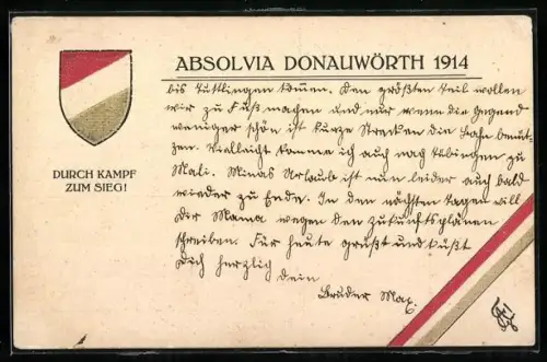 AK Donauwörth, Absolvia Donauwörth 1914, Durch Kampf zum Sieg