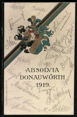 Künstler-AK Donauwörth, Absolvia Donauwörth 1919, Studentenwappen