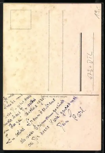 Künstler-AK Donauwörth, Absolvia 6. Klasse 1935, Studentenwappen, Ortsansicht