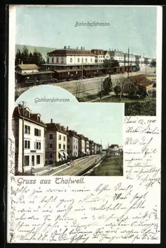 AK Thalweil, Bahnhofstrasse und Gotthardstrasse