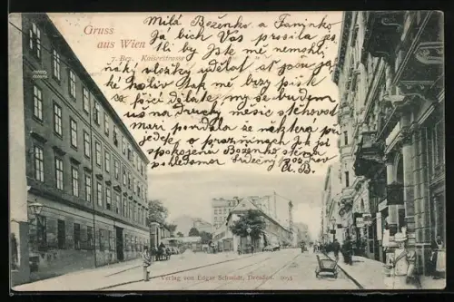 AK Wien, Kaiserstrasse mit Passanten