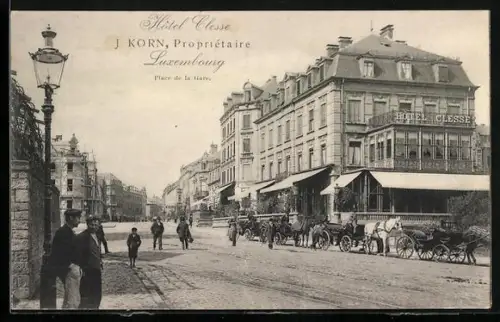 AK Luxembourg, Hotel Clesse, Propr. J. Korn, Place de la Gare