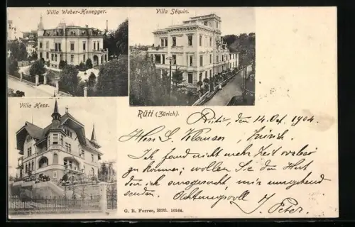 AK Rüti /Zürich, Villa Weber-Honegger, Villa Séquin, Villa Hess