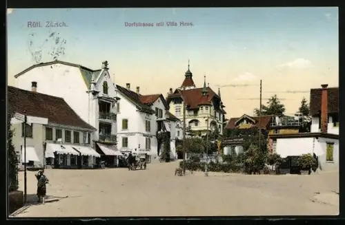 AK Rüti /ZH, Dorfstrasse mit Villa Hess