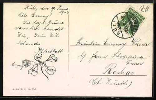 AK Rüti /ZH, Dorfstrasse mit Villa Hess