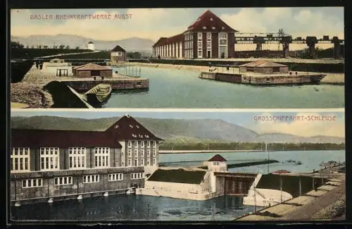 AK Augst, Basler Rheinkraftwerke, Grossschifffahrt-Schleuse
