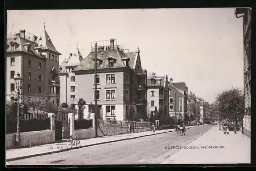 AK Zürich, Wohnhäuser in der Goldbrunnenstrasse