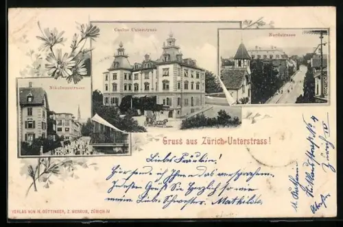 AK Zürich-Unterstrass, Casino, Nordstrasse, Nikolausstrasse