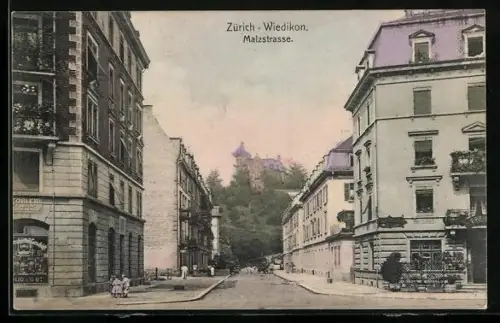 AK Zürich-Wiedikon, Blick in die Malzstrassse