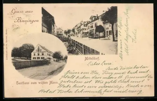 AK Binningen, Gasthaus zum wilden Mann, Mitteldorf