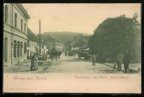 AK Aesch /BL, Hauptstrasse und Hotel Zum Ochsen