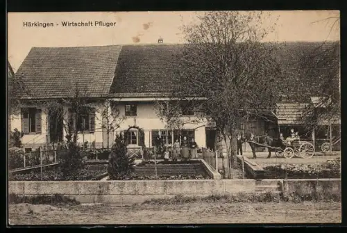 AK Härkingen, Gasthof Pfluger mit Pferdekutsche