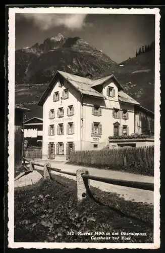 AK Rueras am Oberalppass, Gasthaus zur Post von L. Brugger