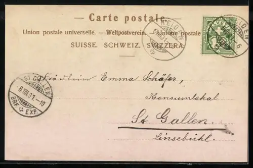 AK Heiden, Poststrasse und Kirche, Passepartout