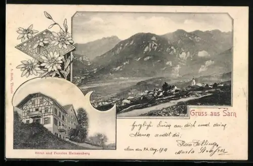 AK Sarn, Hotel und Pension Heinzenberg, Bergpanorama