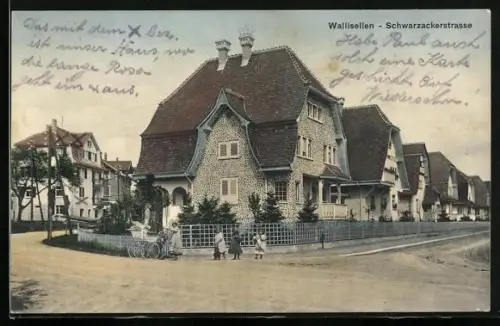 AK Wallisellen, Schwarzackerstrasse mit Wohnhäusern