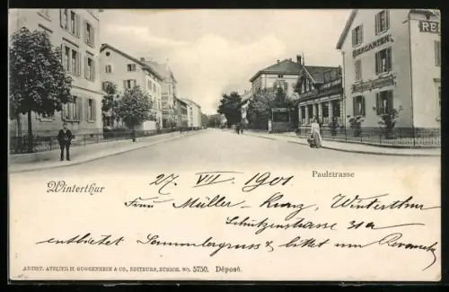 AK Winterthur, Restaurant Bahnhof in der Paulstrasse