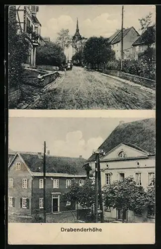 AK Drabenderhöhe, Strassenpartie mit Blick zur Kirche