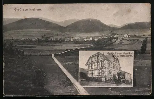 AK Kleinern, Gasthof zum Wesethal von L. Bardeleben, Ortspanorama