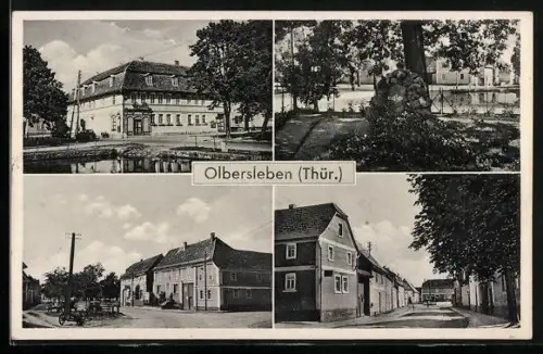 AK Olbersleben /Thür., Denkmal, Strassenpartie