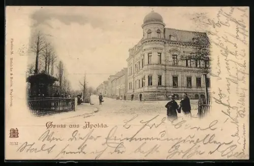 AK Apolda, Strassenpartie im Ort