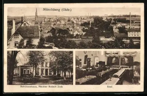 AK Münchberg /Obfr., Gasthof Schützenhaus, Bes. Robert Zink, Saal