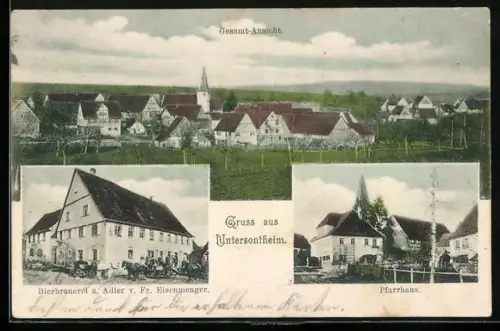 AK Untersontheim, Pfarrhaus, Bierbrauerei z. Adler v. Fr. Eisenmenger