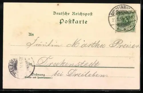 Lithographie Quedlinburg, Gasthof Bad Dippenword, Engel