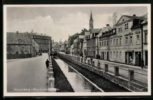 AK Münchberg /Bay., Partie an der Lindenstrasse