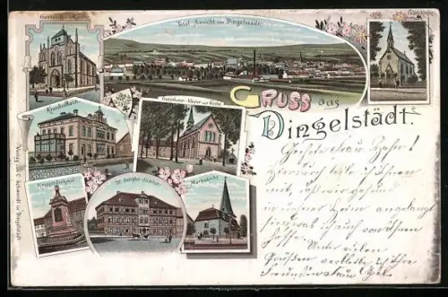 Lithographie Dingelstädt, Krankenhaus, St. Josephs-Institut, Totalansicht