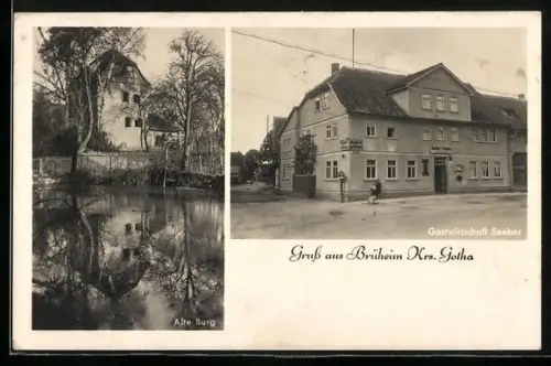 AK Brüheim /Gotha, Gasthaus Seeber, Alte Burg