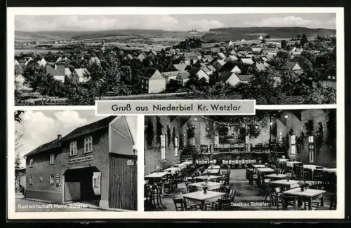 AK Niederbiel, Gastwirtschaft Heinr. Schäfer, Saalbau