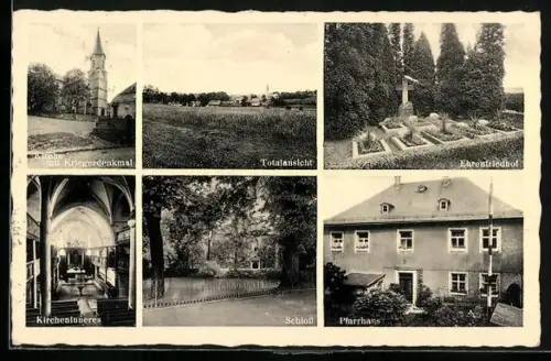 AK Weissdorf /Oberfrkn., Kirche mit Kriegerdenkmal, Schloss, Ehrenfriedhof