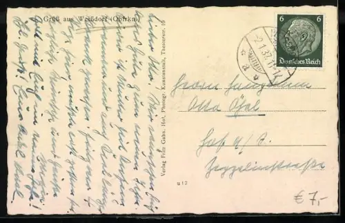 AK Weissdorf /Oberfrkn., Kirche mit Kriegerdenkmal, Schloss, Ehrenfriedhof