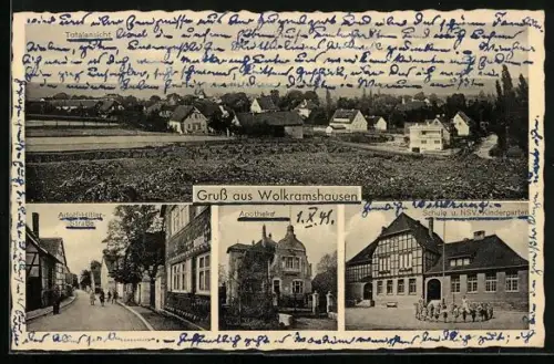 AK Wolkramshausen, Schule u. NSV-Kindergarten mit Kinderreigen, Apotheker, Strasse