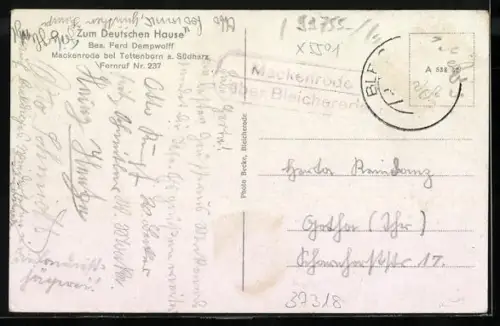 AK Mackenrode /Tettenborn, Gasthof zum Deutschen Hause F. Dempwolff, Panorama