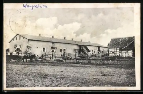 AK Wangenheim, Gutshof mit Fachwerkhaus, Fuhrwerk