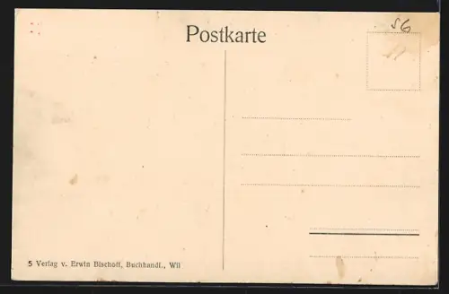 Künstler-AK Wil /SG, Teilansicht mit Bergen