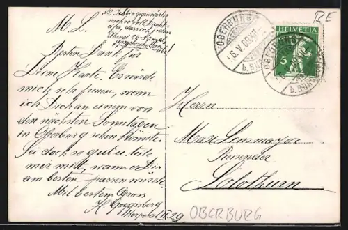 AK Oberburg, Teilansicht mit Kirche