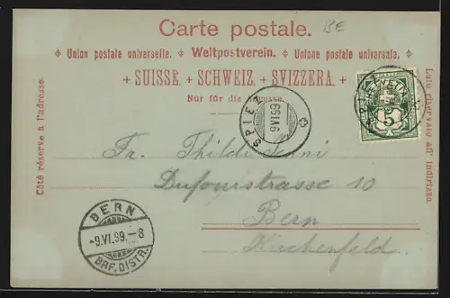 Mondschein-AK Aeschi /BE, Strassenpartie