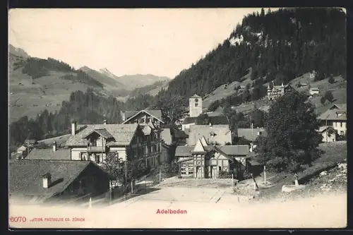 AK Adelboden, Teilansicht mit Kirche