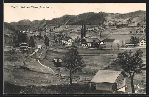 Künstler-AK Thun, Teuffenthal mit Bäumen