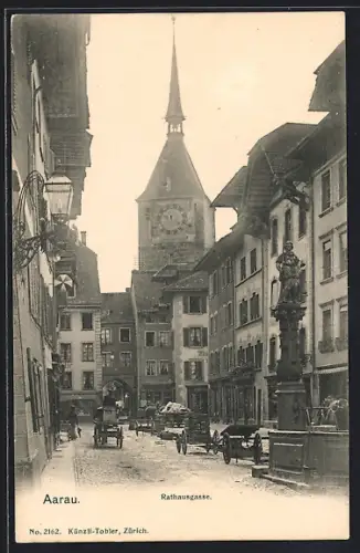 AK Aarau, Rathausgasse, Fuhrwerke